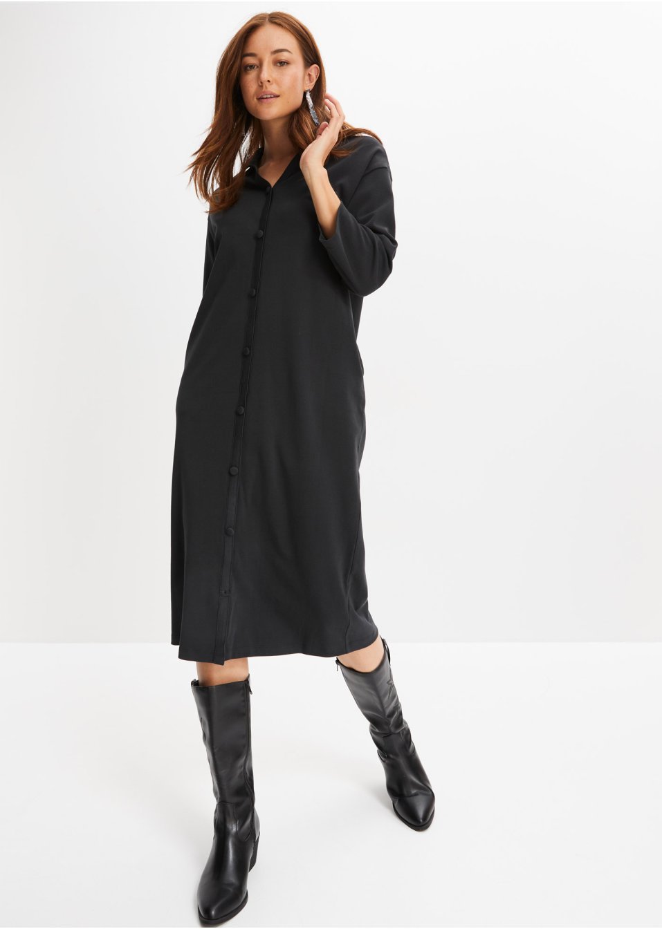 Robe-chemise midi en coton