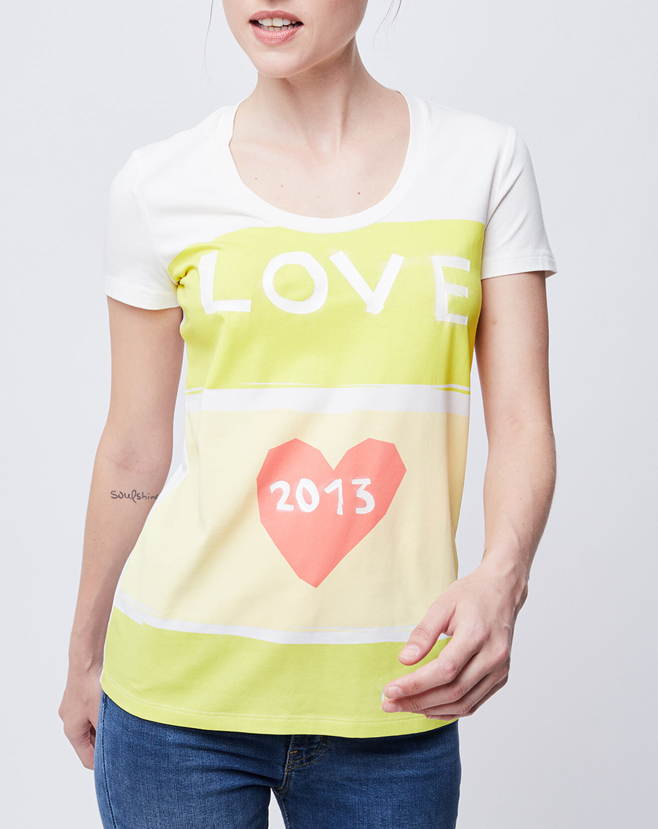 John Galliano T-Shirt imprimé blanc/jaune
