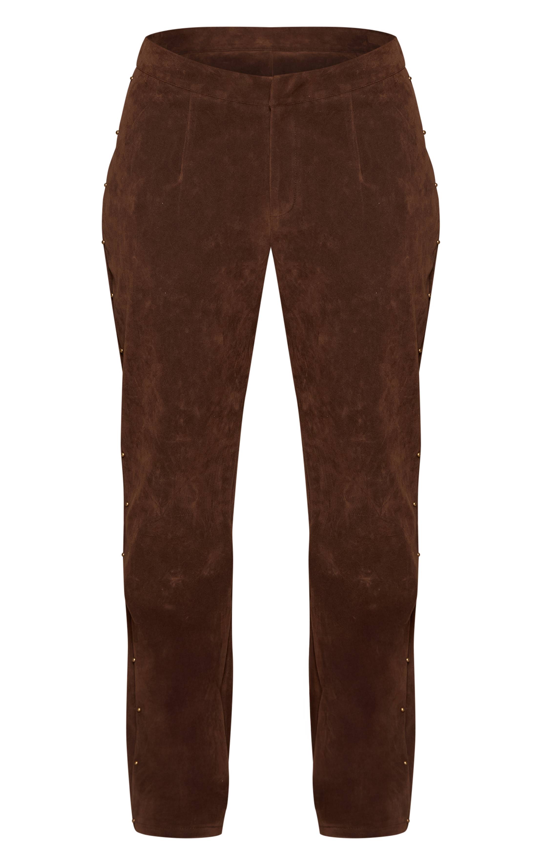 Chocolat Pantalon En Faux Suède Clouté Shape
