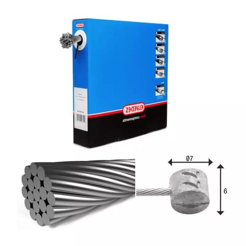 ELVEDES 50 Cables de frein 3 000mm 1x19 fils Stainless diamètre 1,5mm tete en T diamètre 7x6