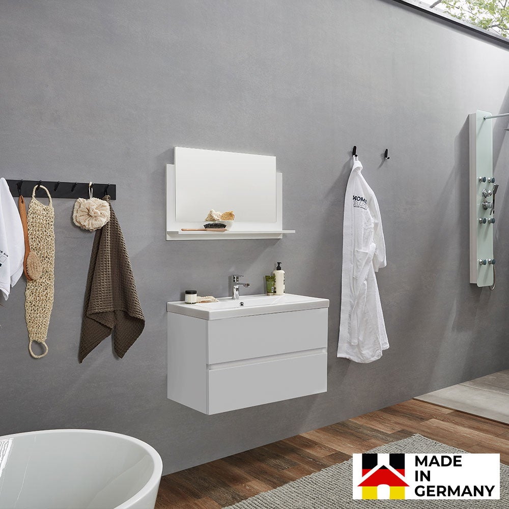 Home Deluxe - Badkamermeubel - Set - WANGEROOGE BIG Deluxe – Maat: M, Kleur: Wit, Breedte wastafel: ca. 80 cm | Badkamermeubel Meubel Wastafel