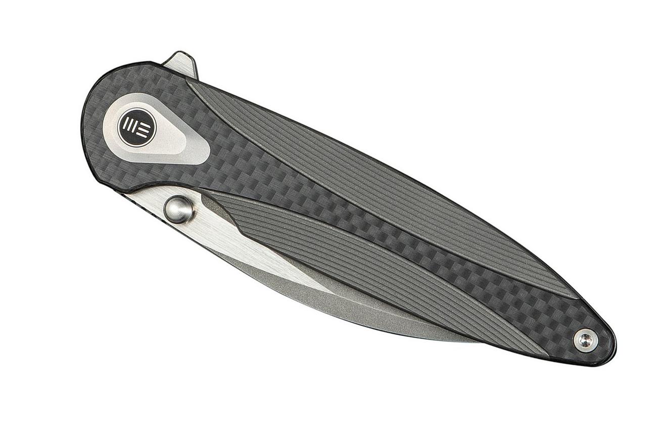 WE Knife Zenthra WE24021C-2 Gray Stonewashed M390 Gray Titanium Twill Carbon Inlay, zakmes