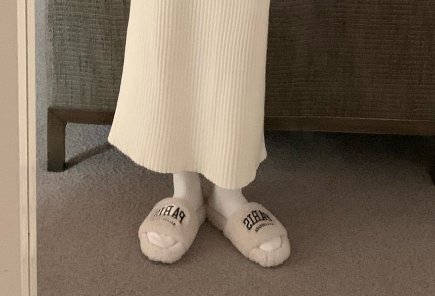 ZENME - Maxi-kokerrok met hoge taille en geribbelde breisels