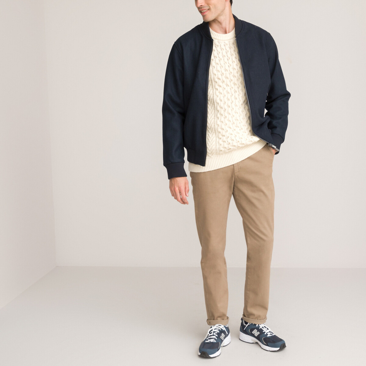 COLEÇÕES LA REDOUTE<br>Suéter de tricô com gola redonda, assinatura DAMIEN
