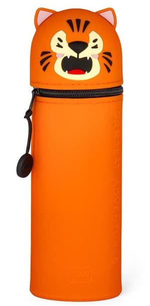 Pennal Tiger Av Silikon Med Glidelås 18,5 cm Kawaii