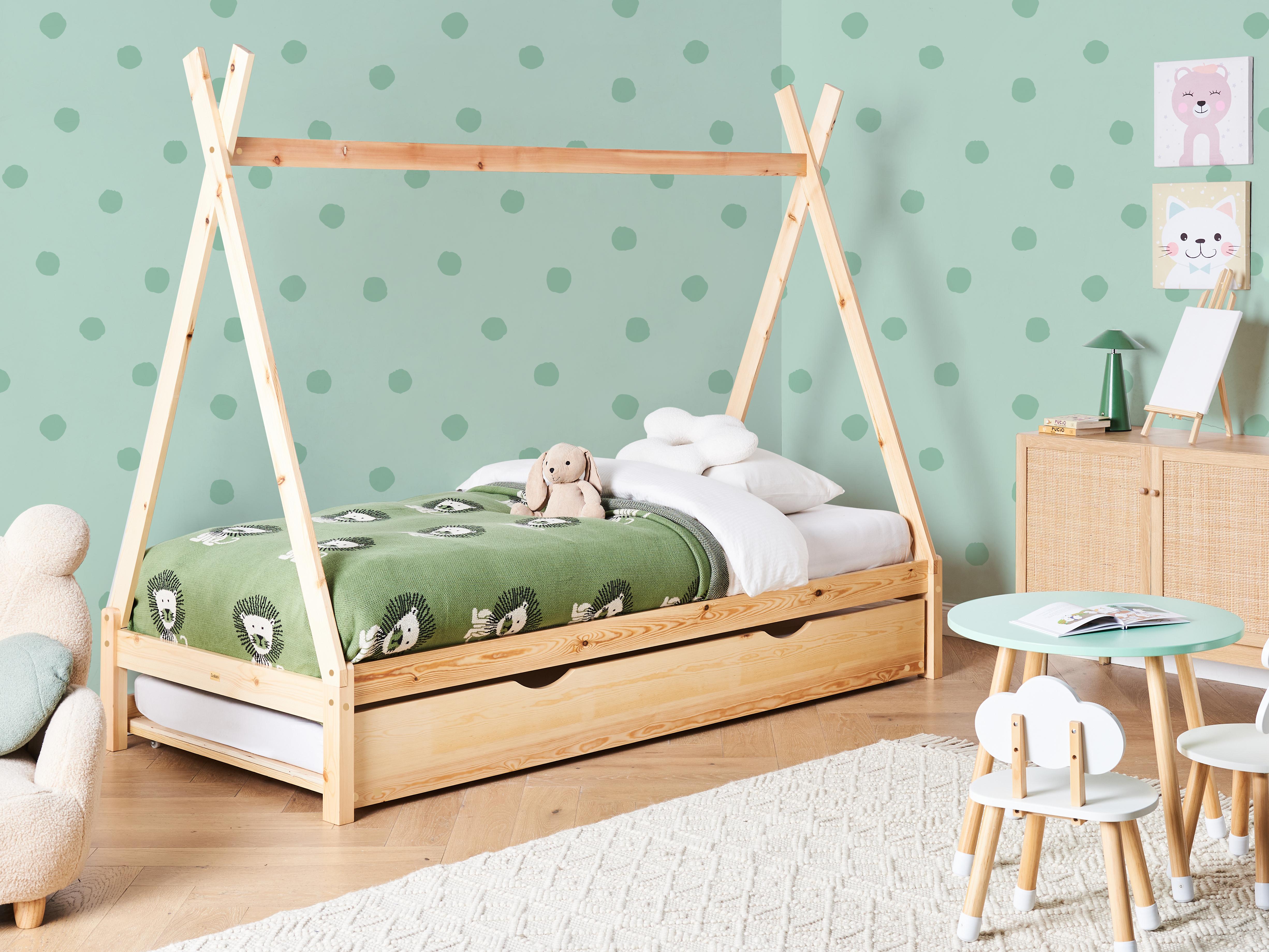 Kinderonderschuifbed Dennenhout TALMONTIERS 90 x 200 cm Lichtbruin