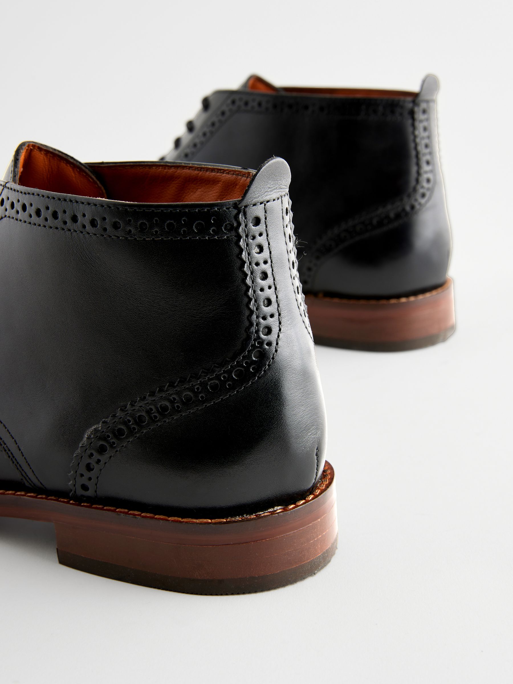 Zwart - Leren brogue laarzen