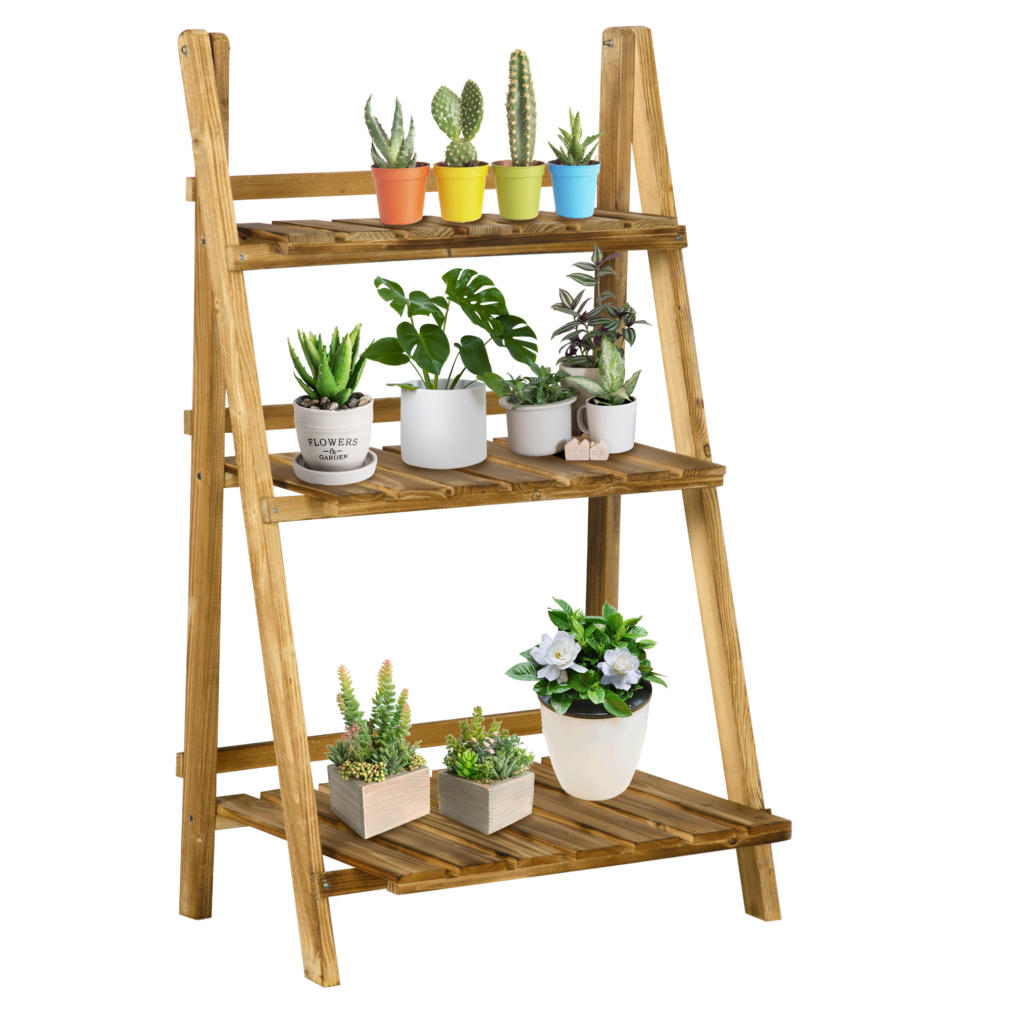 Prateleira para plantas Outsunny em madeira natural