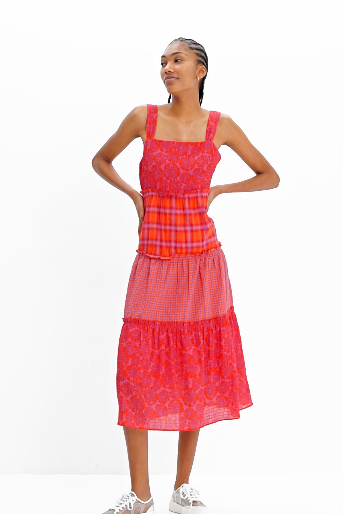 Robe longue bretelles patchwork