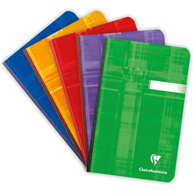 Carnet brochure dos toilé 11 x 17 cm 96 feuillespetits carreaux couleur aléatoire