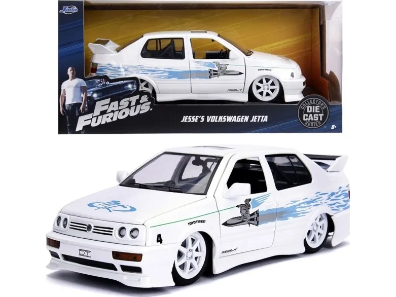 [OUTLET] - Jada Toys 1995 Volkswagen Jetta 1:24, Racerkøretøj, Fast & Furious, 8 År, Metal, Plast, Blå, Hvid