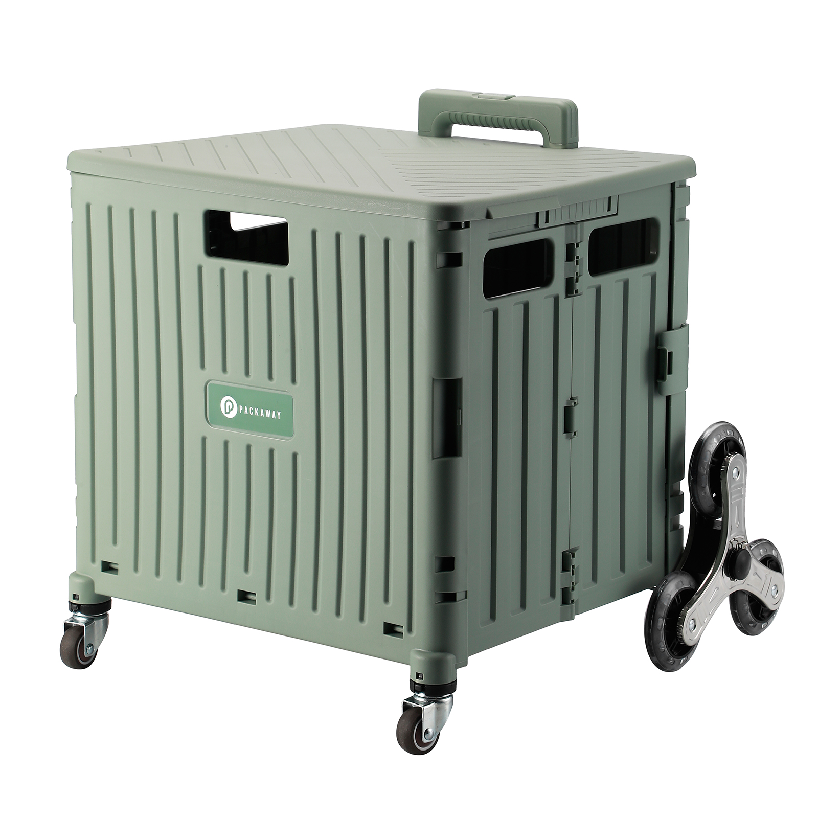 Packaway 50 liter boodschappentrolley met trapwielen - Green