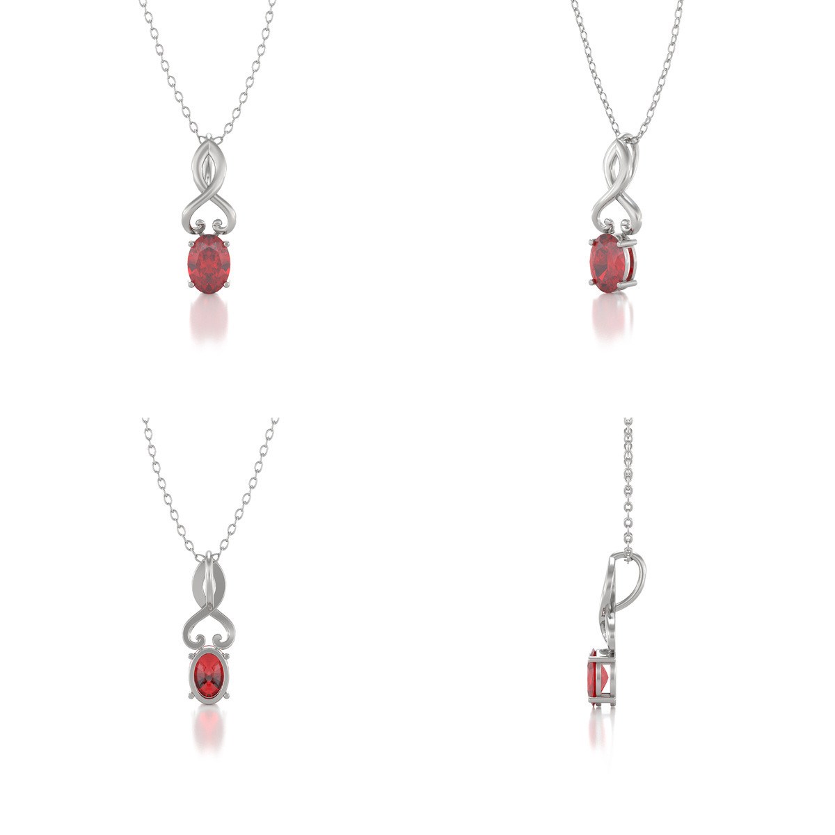 Collier Pendentif Or Blanc Rubis - Fête des Mères Élégante et Raffinée | Aden