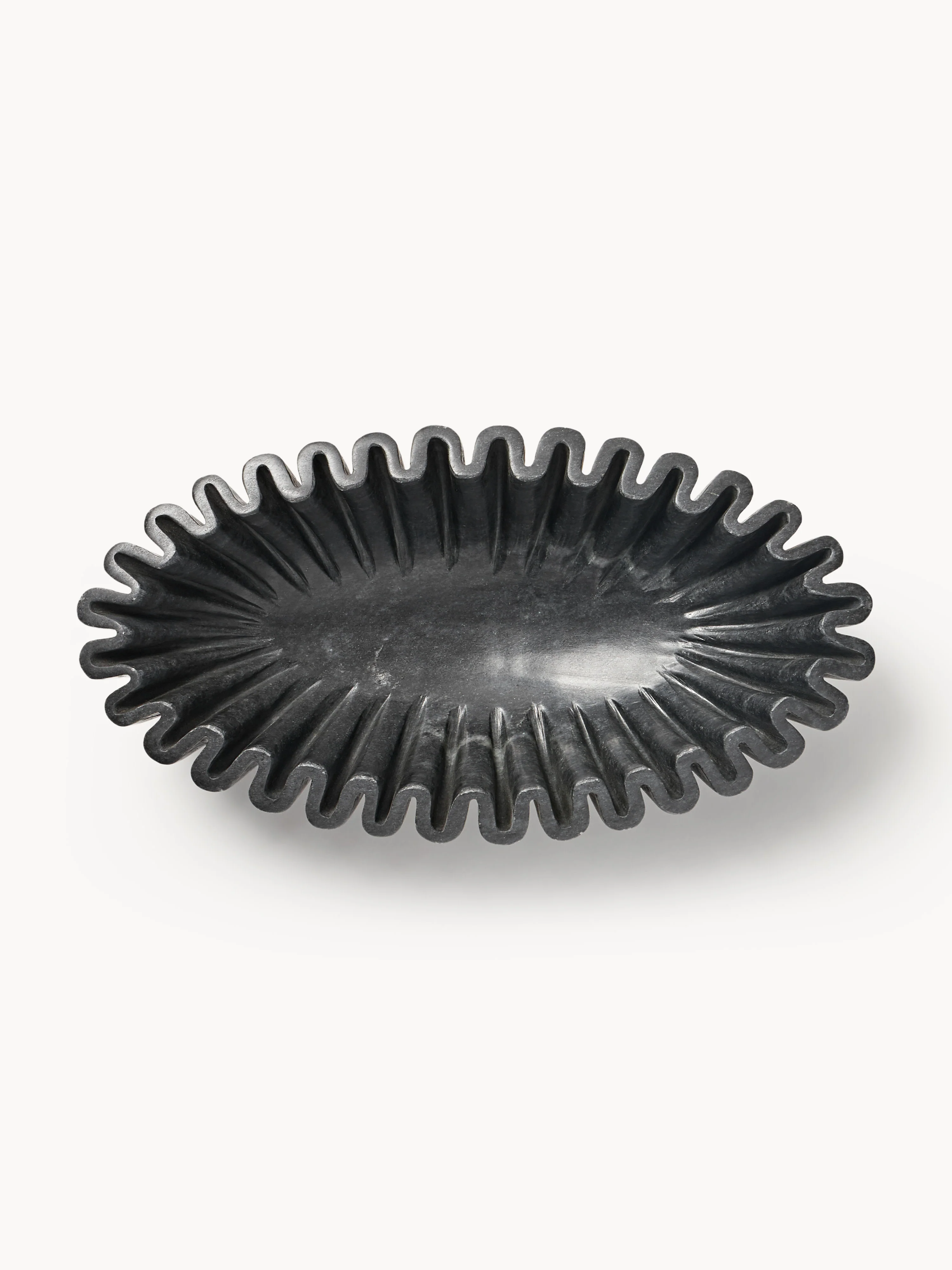 Handgemaakte ovale decoratieve schaal Santorini van marmer, B 35 cm