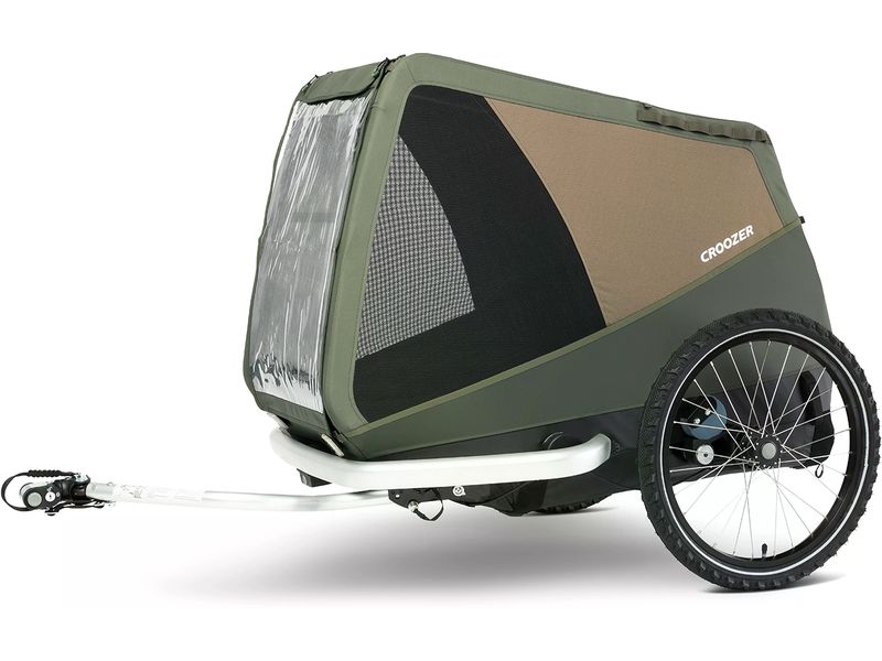 Croozer Veloanhänger Dog Mikke XL, Moss Green Fahrradanhänger für Hunde bis 45 kg