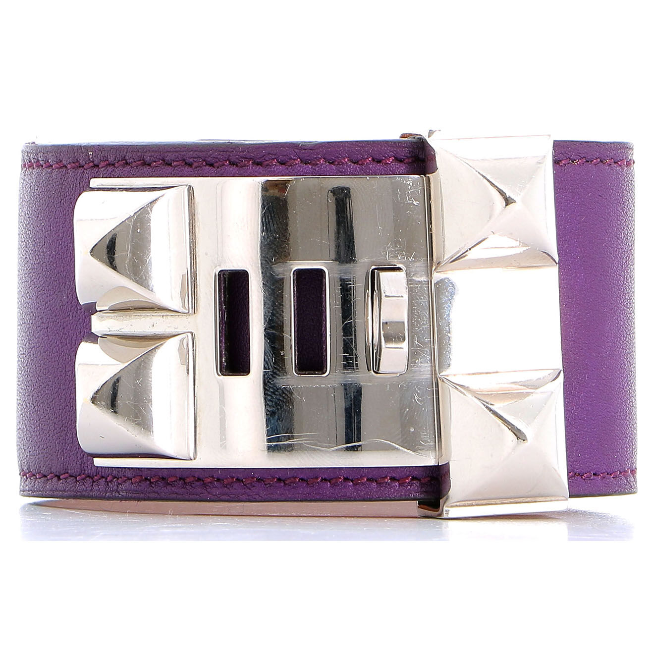 Hermès Manchette Collier de Chien T.1 en Cuir violette - Parfait état
