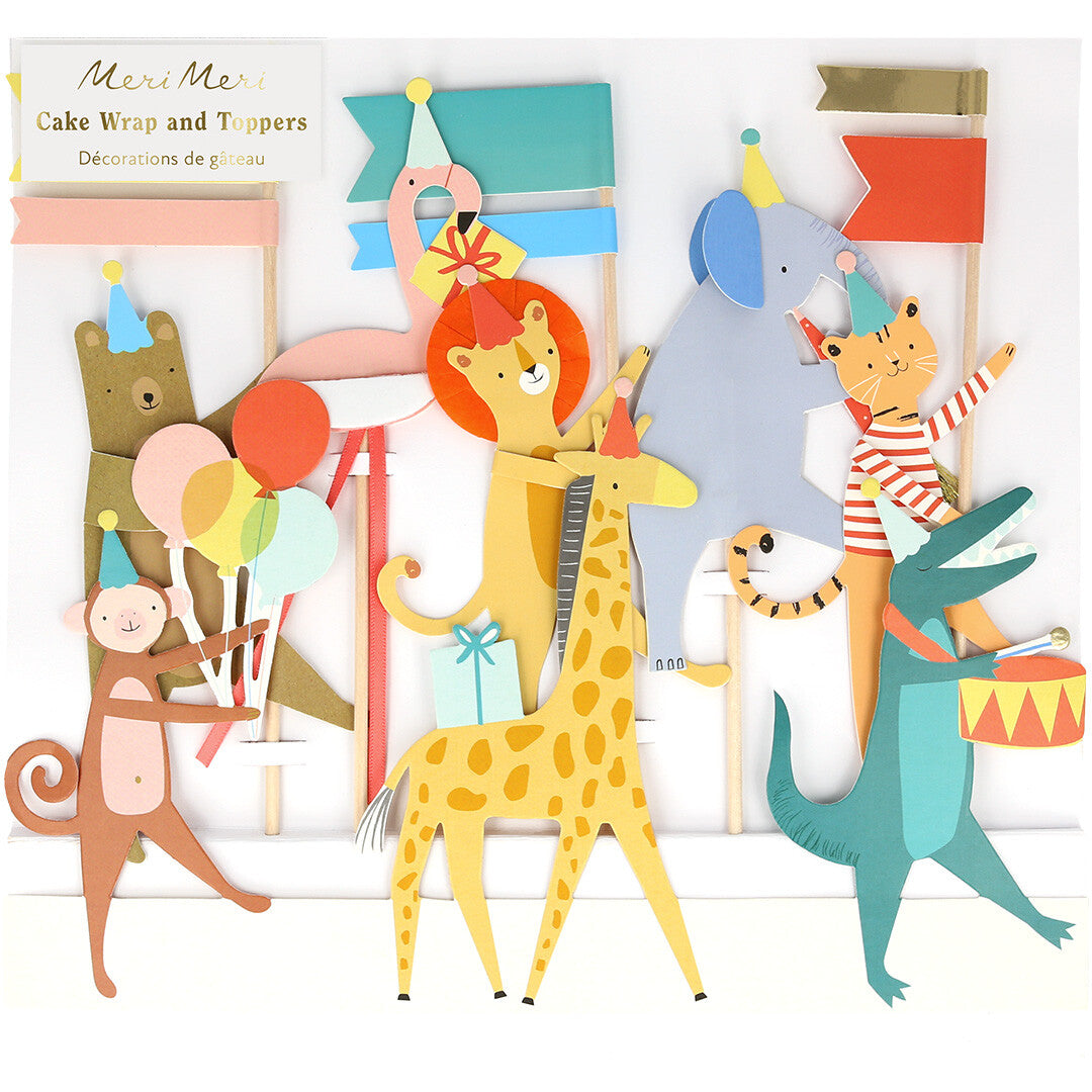Meri meri taartversiering animal parade - 6st