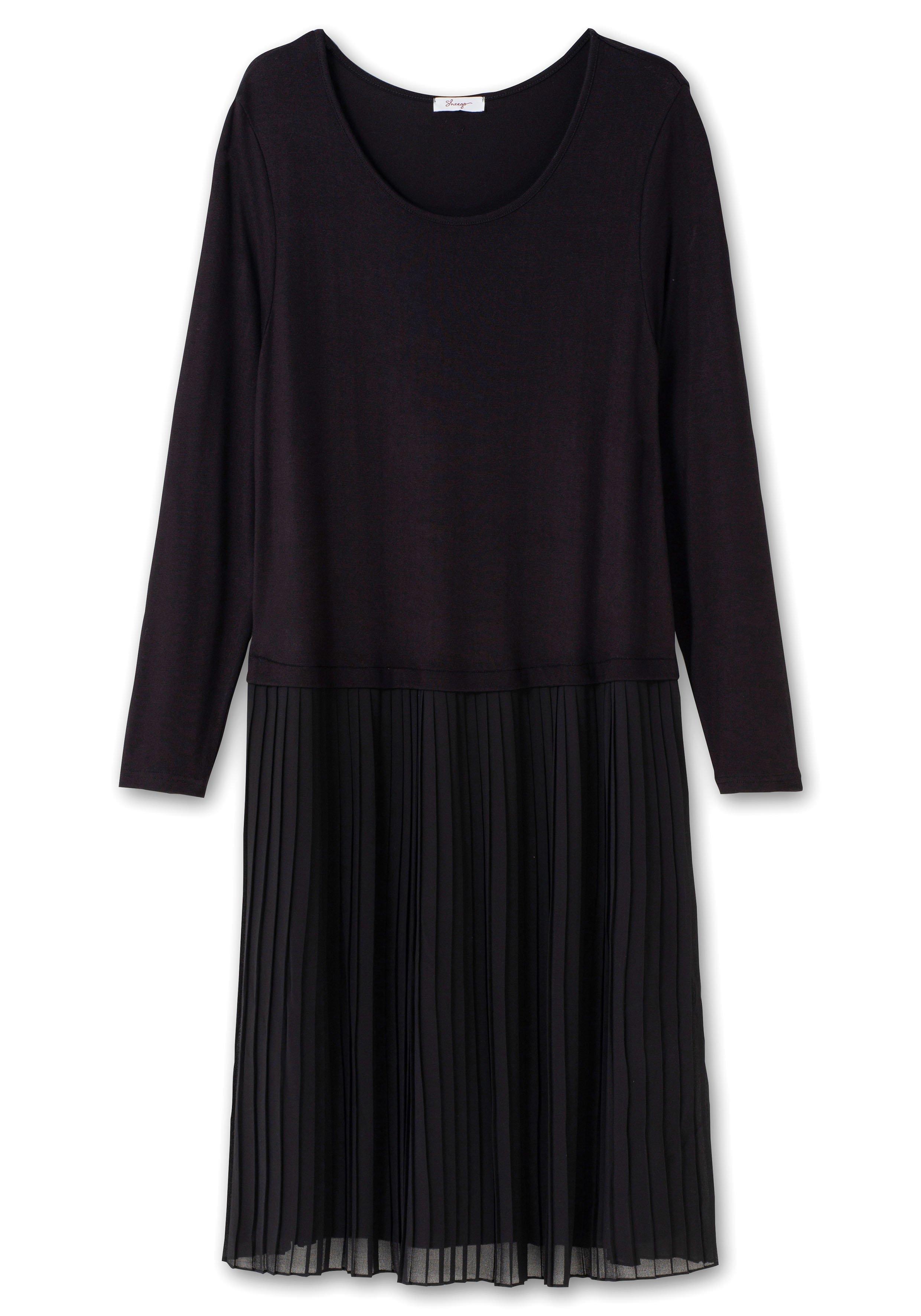 Strickkleid mit Plisseerock aus Chiffon