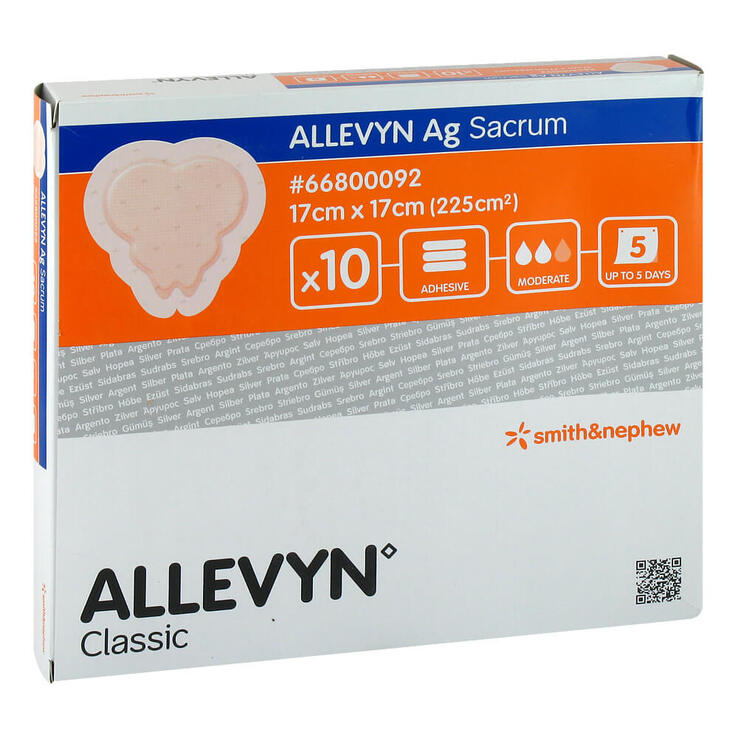 Allevyn Ag Sacrum 17x17 cm Wundverband fürs Kreuzbein, 10 St