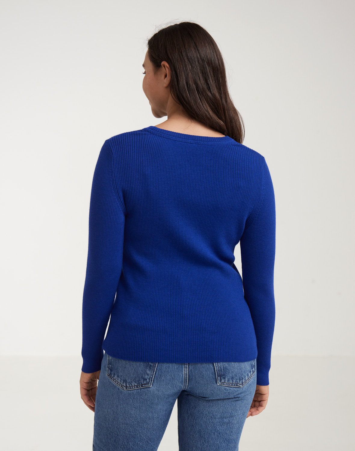 Gebreid shirt met ronde hals van merinowol voor dames