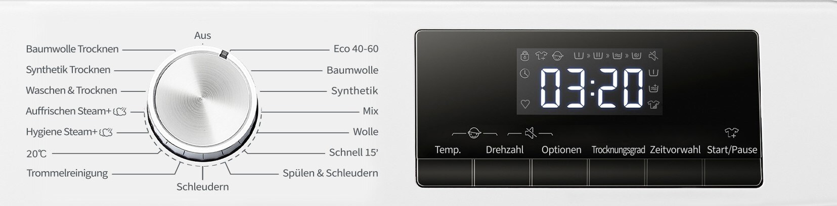 PKM WT8+5 Waschtrockner 8 Kg, 15 Programme, Energieeffizienz D