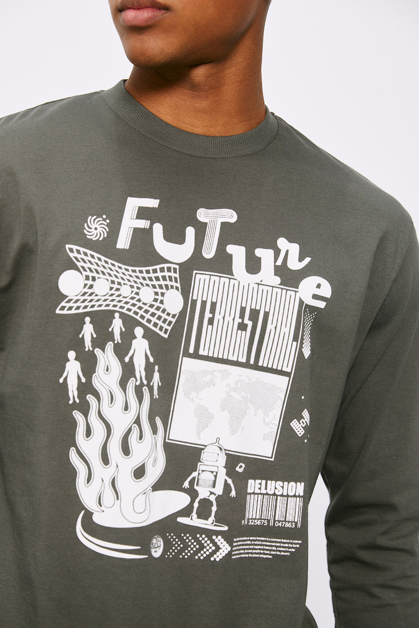 Camiseta de manga comprida Future - cáqui escuro