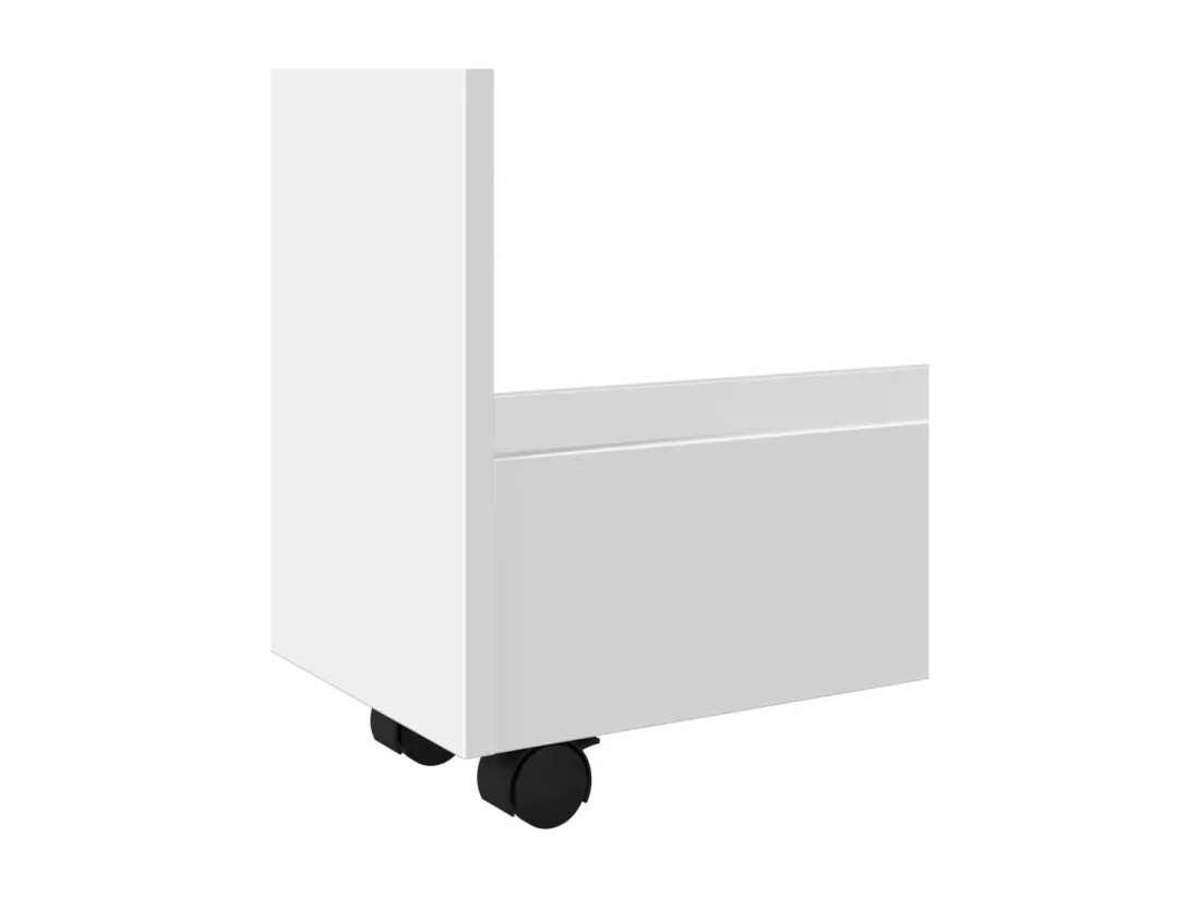 Chariot de rangement étroit 3 niveaux blanc bois d'ingénierie