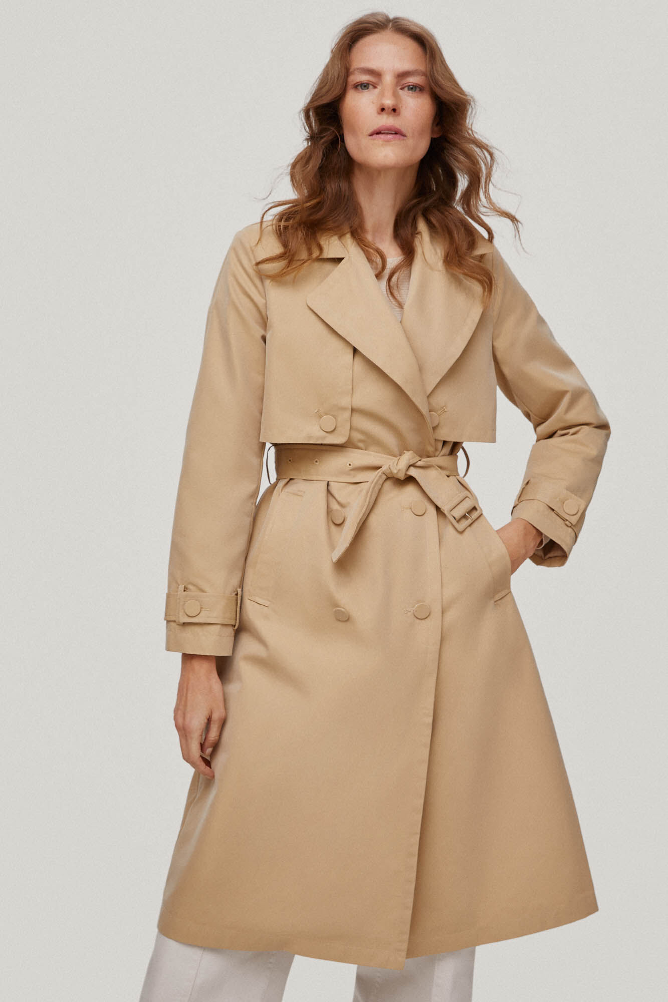 Gabardina longa lisa - Bege