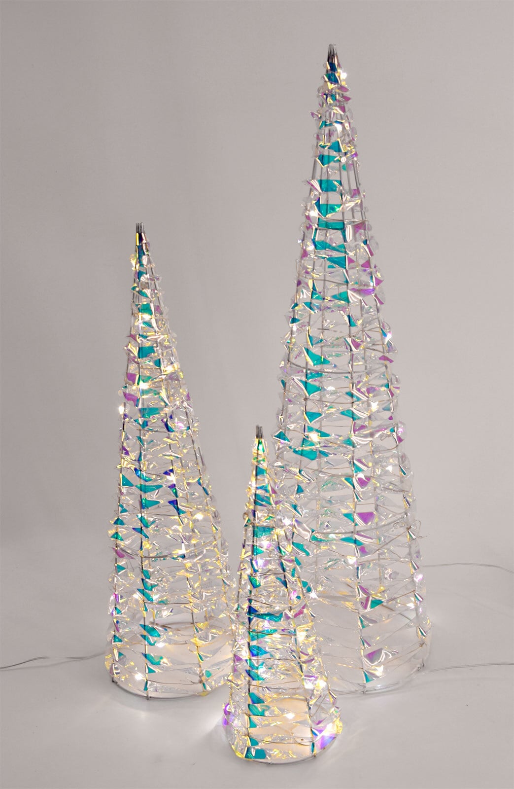 Weihnachten LED Lichtobjekt Pyramide 45cm 15cm 12LEDs warmweiß Batteriebetrieb Kunststoff Metall