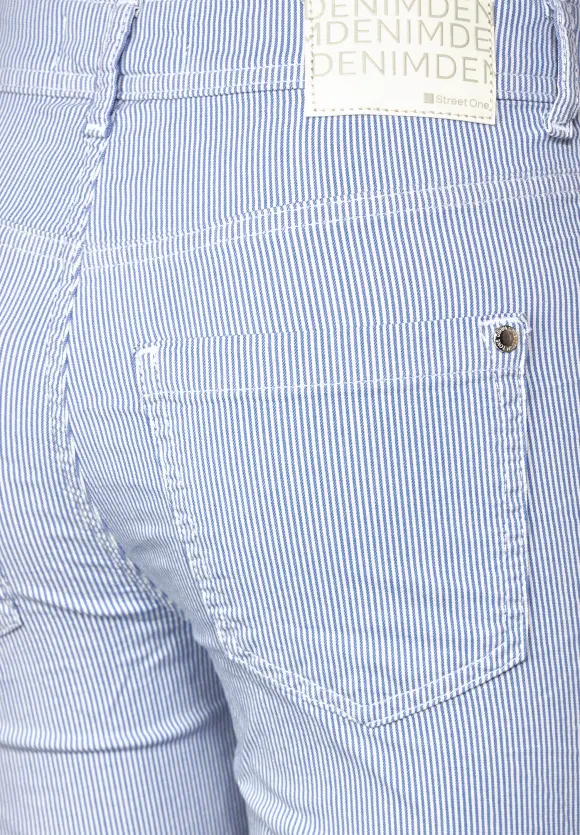 Slim Fit Hose mit Streifen - light blue striped washed