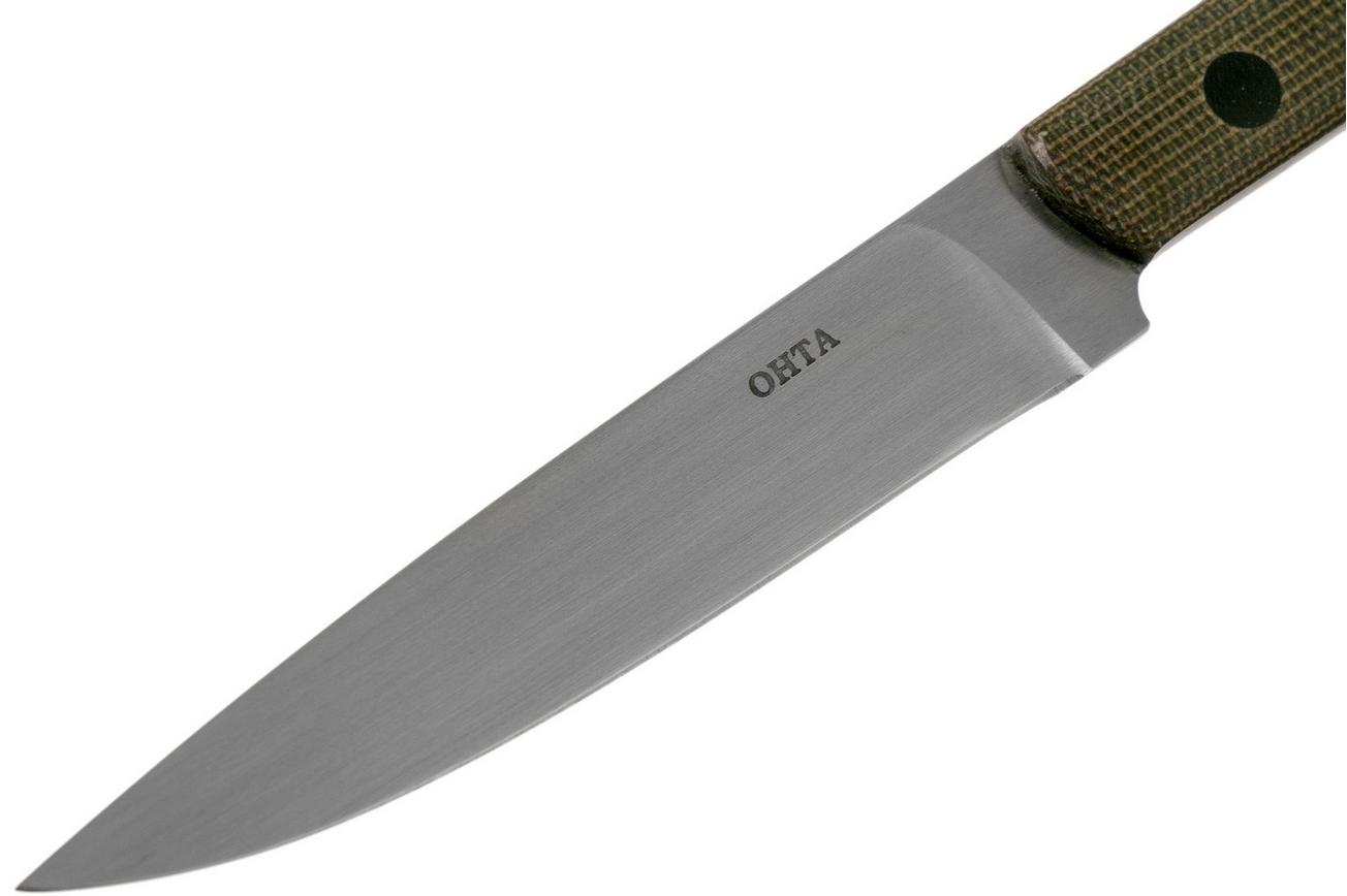 Ohta OFB SS 90 Green Canvas Micarta vaststaand mes