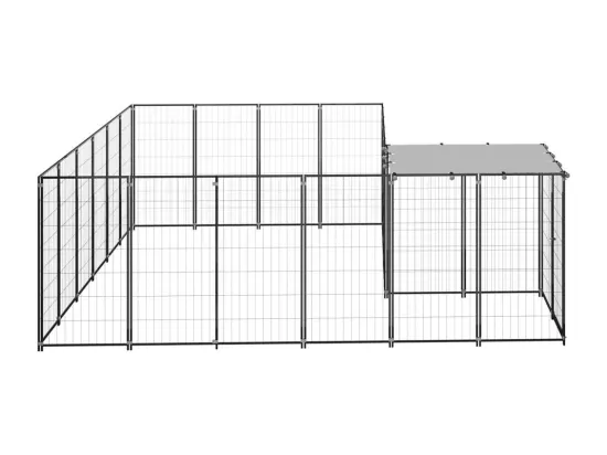 Chenil extérieur cage enclos noire 330 x 330 x 110 cm 02_0000559
