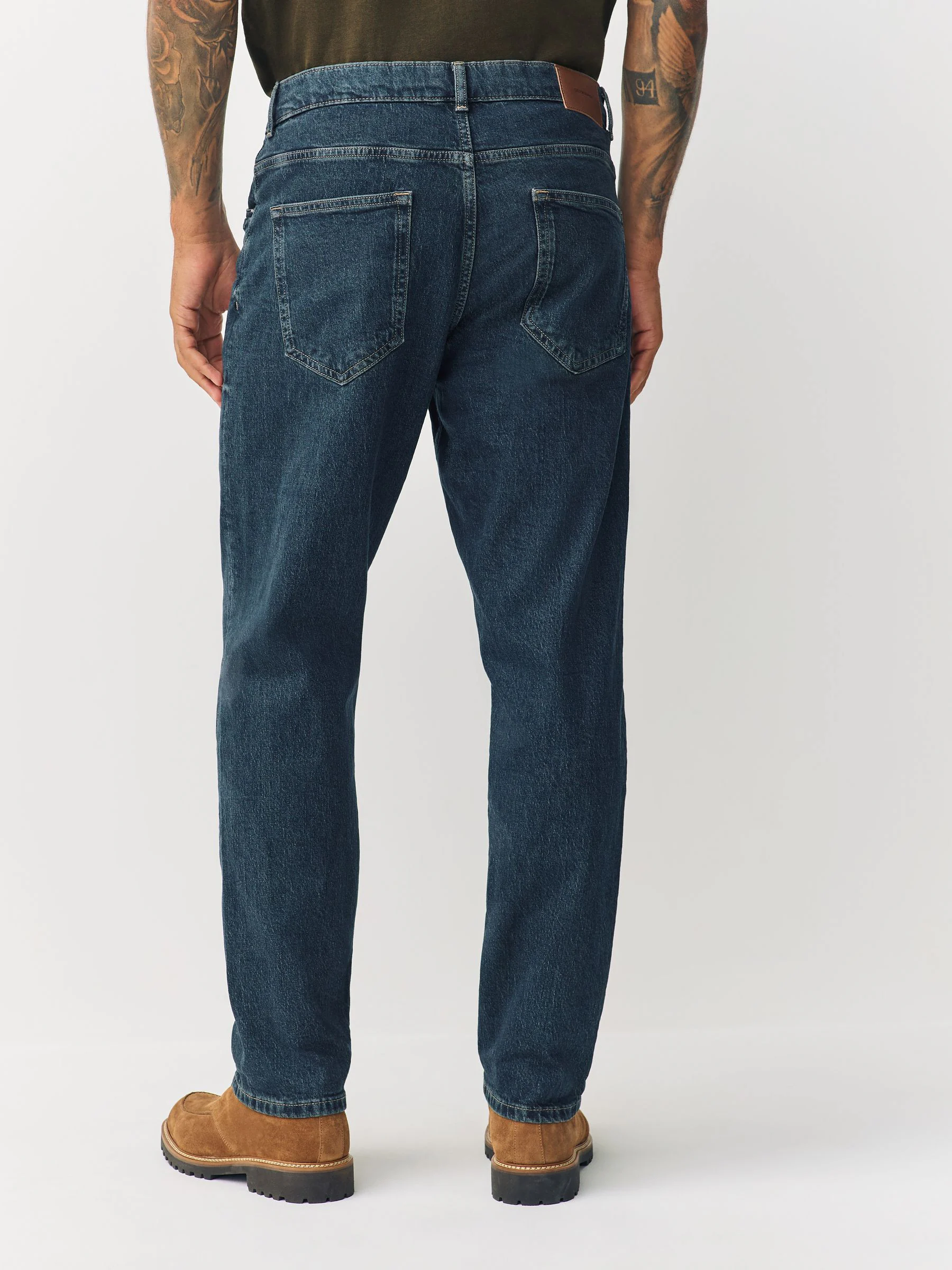 Vintage getint blauw - Standaard toelopende pasvorm - Vintage wash denim jeans