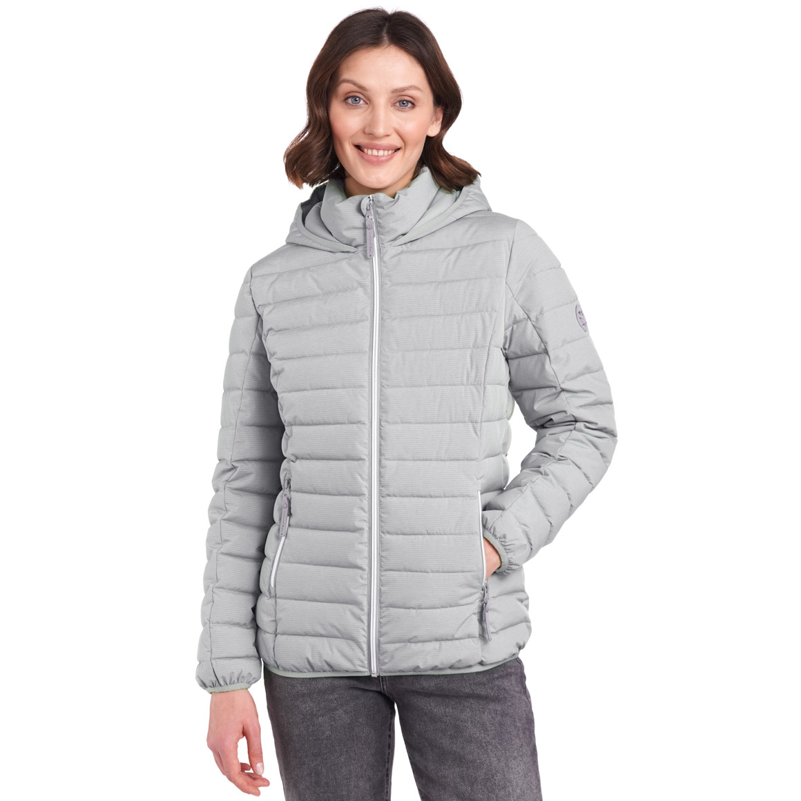 Gina Damen Steppjacke mit recyceltem Material hellgrau