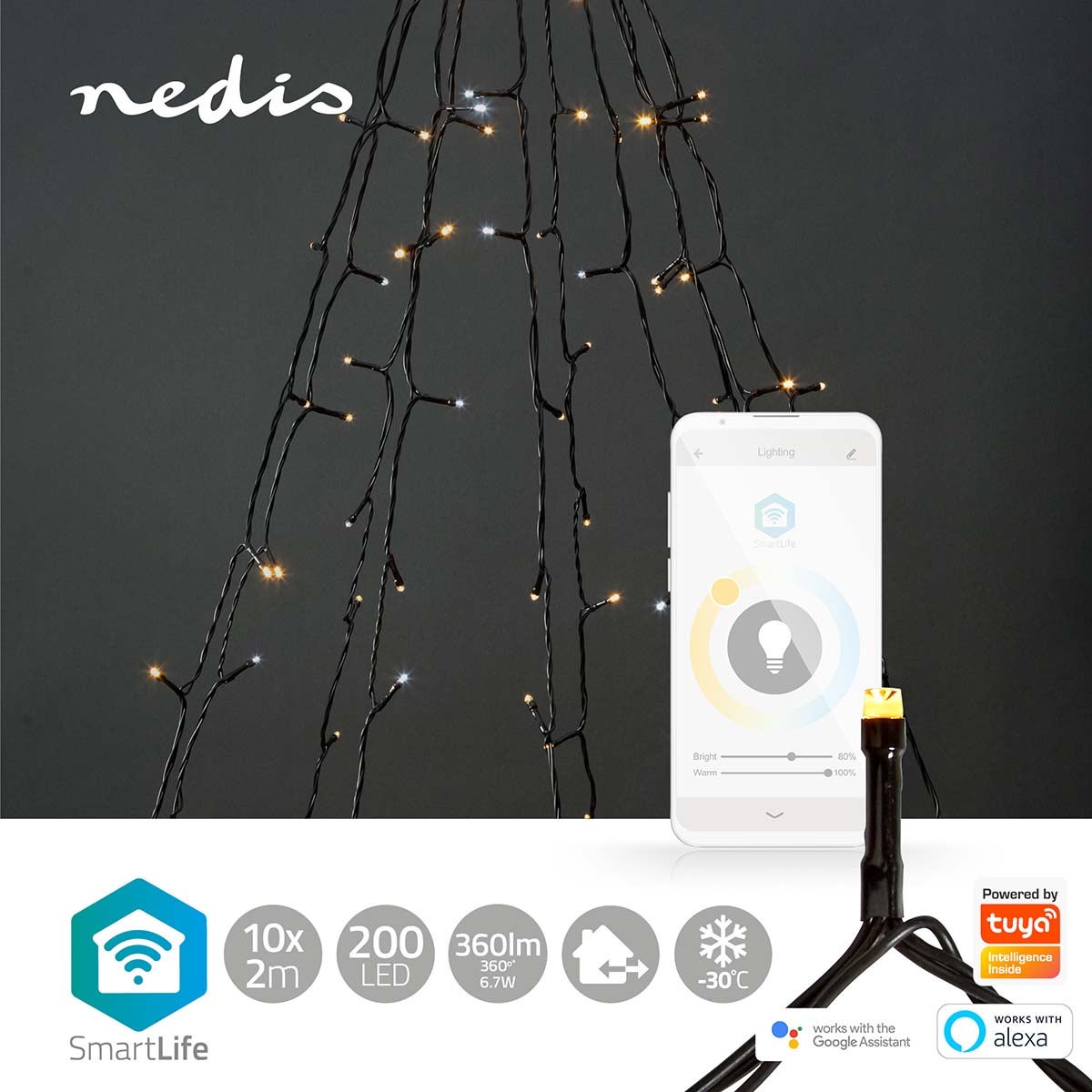 Nedis SmartLife Decoratieve LED iOS/Android 10x2 meter 200 LED's warm | koel