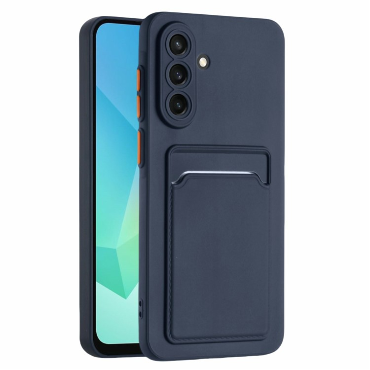 Samsung Galaxy A56 Gummi Case Hülle mit Kartenfach - Dunkelblau / Orange