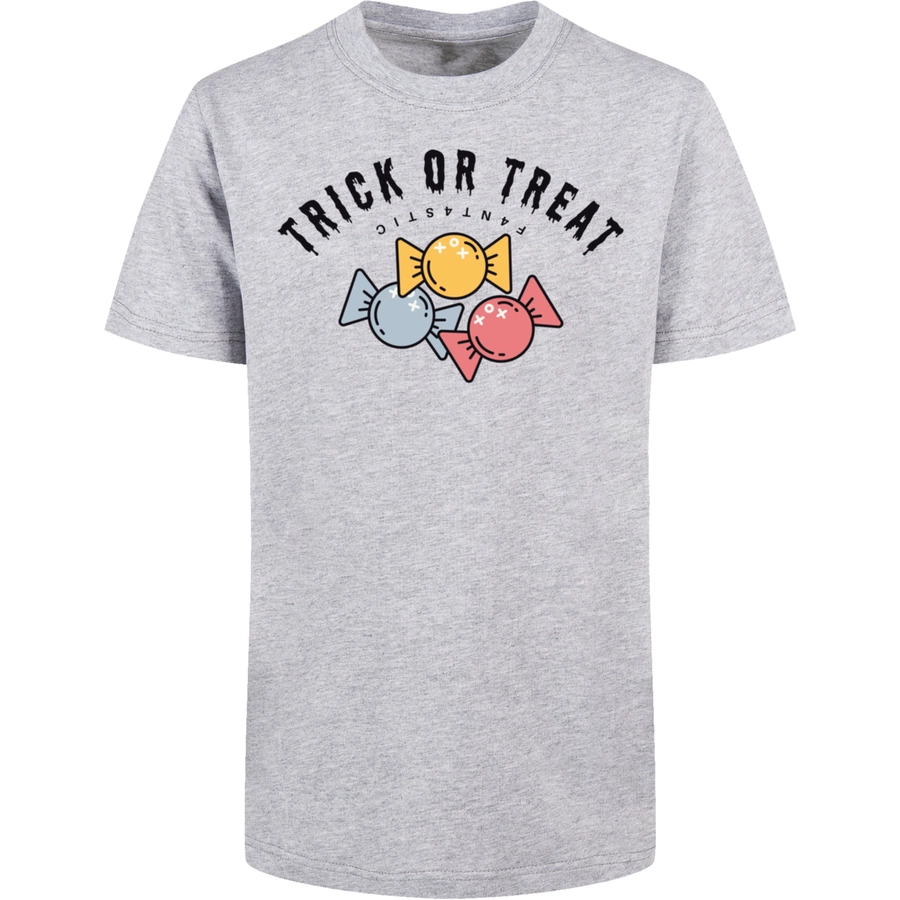 F4NT4STIC Basic Kids Tee Trick Or Treat Halloween heathergrey