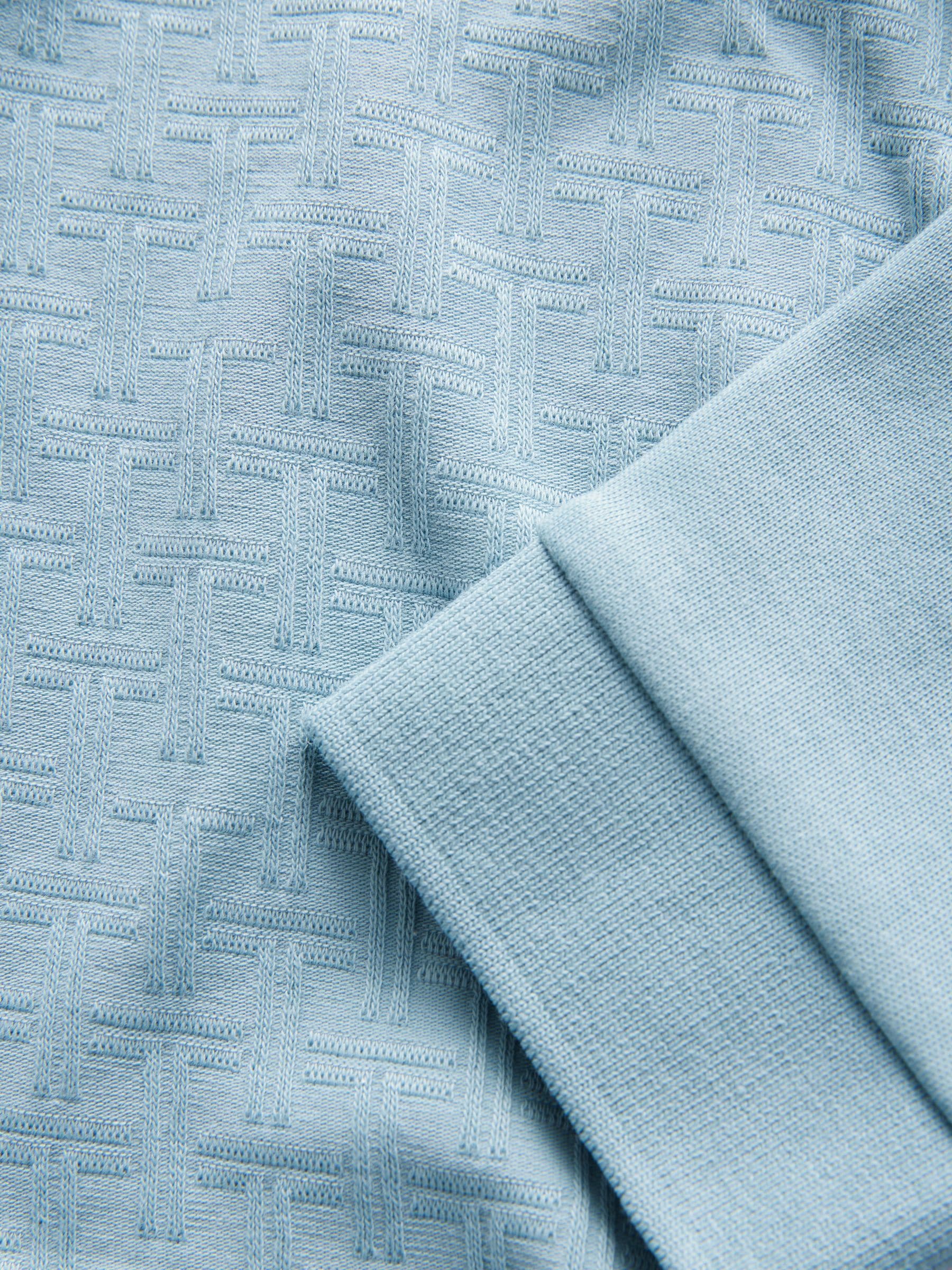 Blauw - Baker by Ted Baker set van 100% katoenen poloshirt en broek met textuur