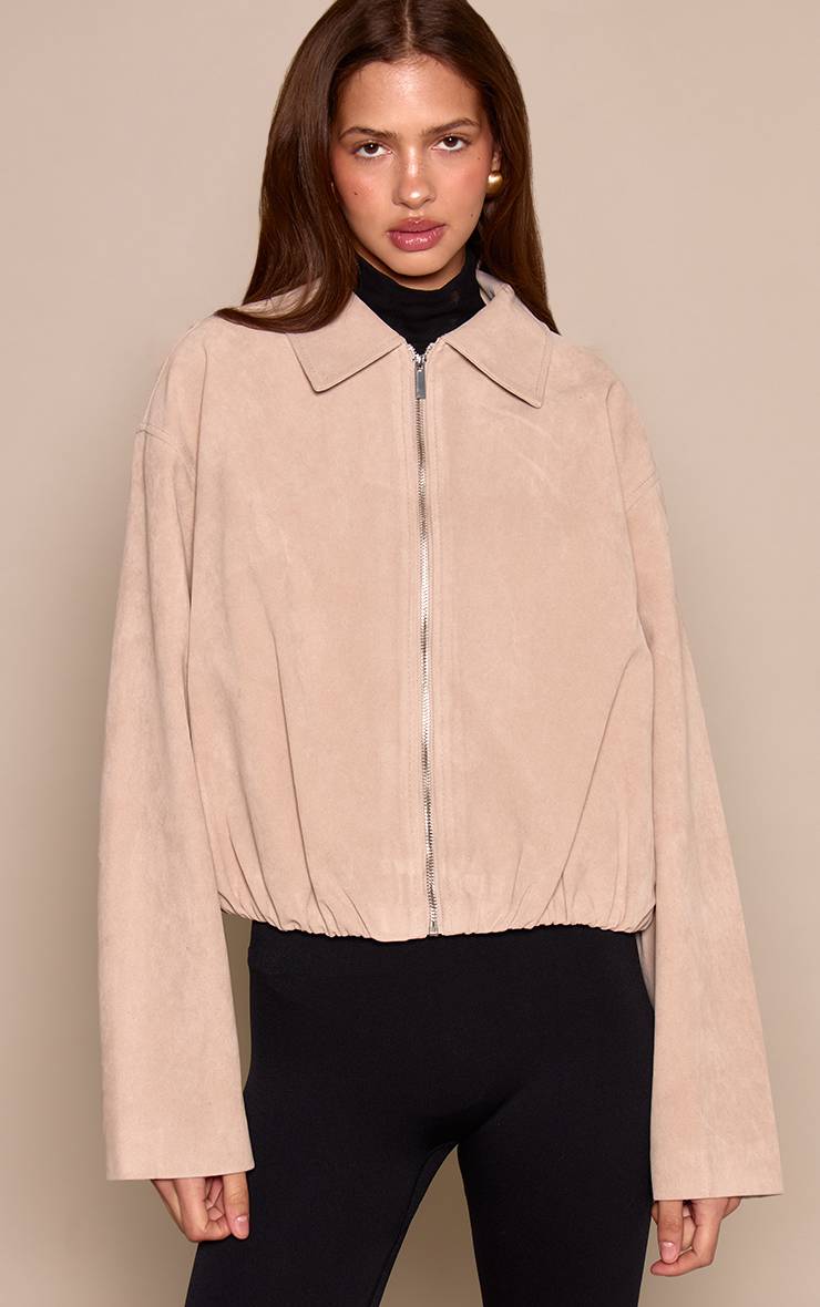 OS Veste En Daim Zippée À Ourlet Froncé