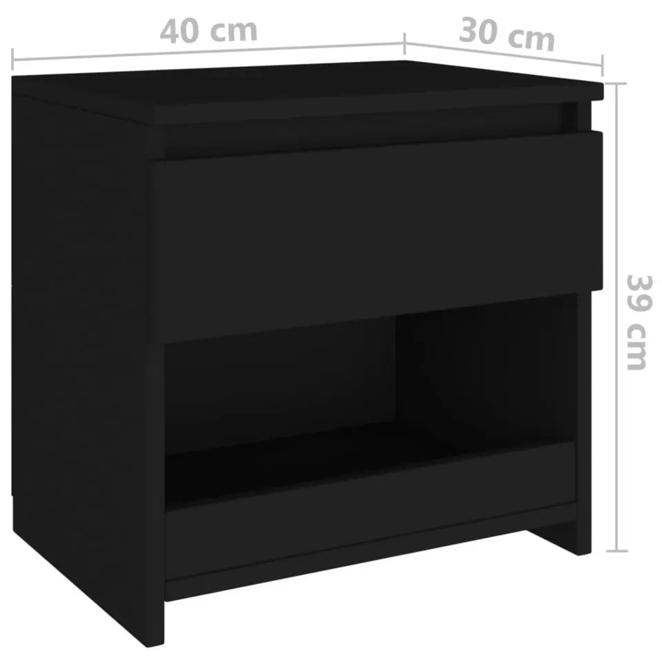 vidaXL - Nachtkastje - Zwart - Bewerkt hout - 2 stuks