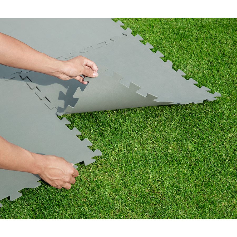 Bestway #58639 Bodenschutzplatten für Aufstellpools 50x50cm 9er-Set Grau