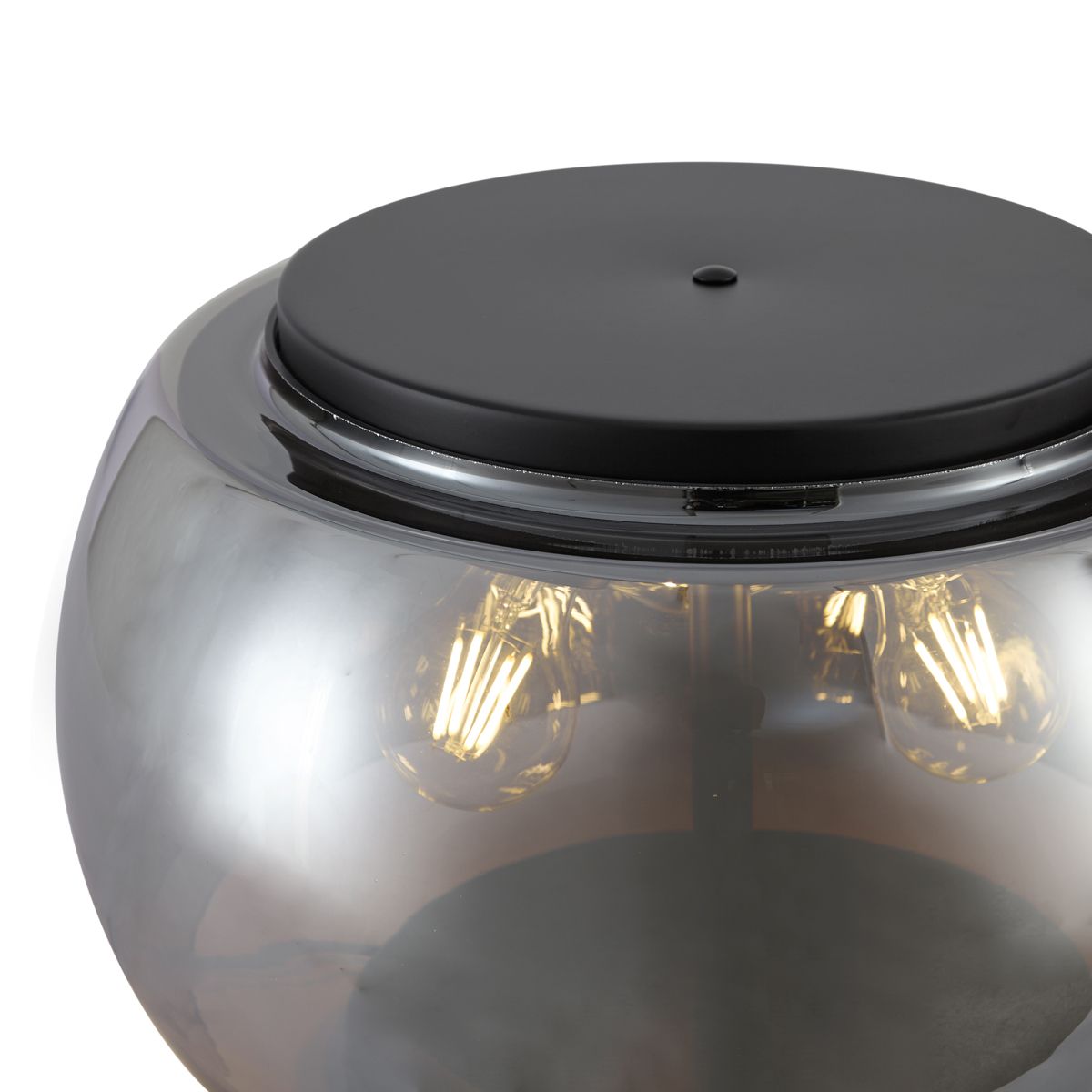Design tafellamp zwart met smoke glas 3-lichts - Bino