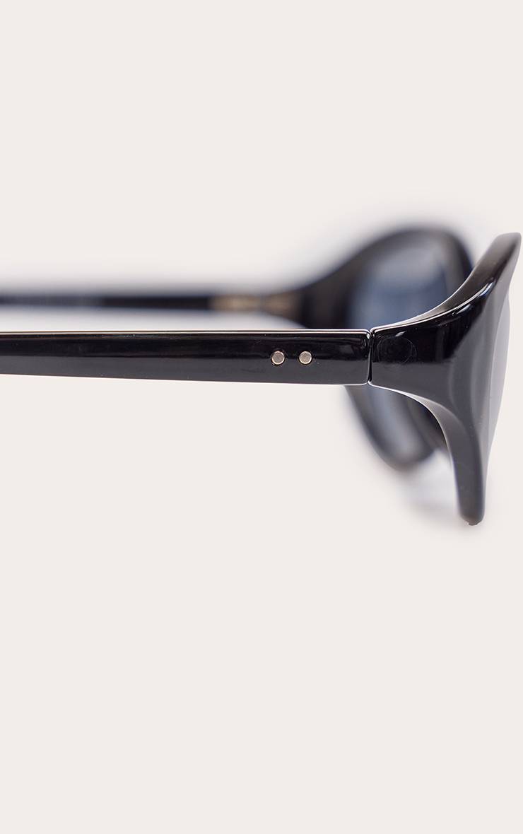 Noir Lunettes De Soleil Ovales Œil-de-chat À Monture Fine