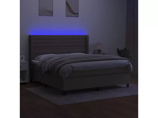 Sommier tapissier avec matelas et LED Taupe 180x200 cm Tissu