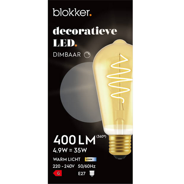 Blokker LED Bulb ST64 - 4.9W - E27 - Spiraal Goud