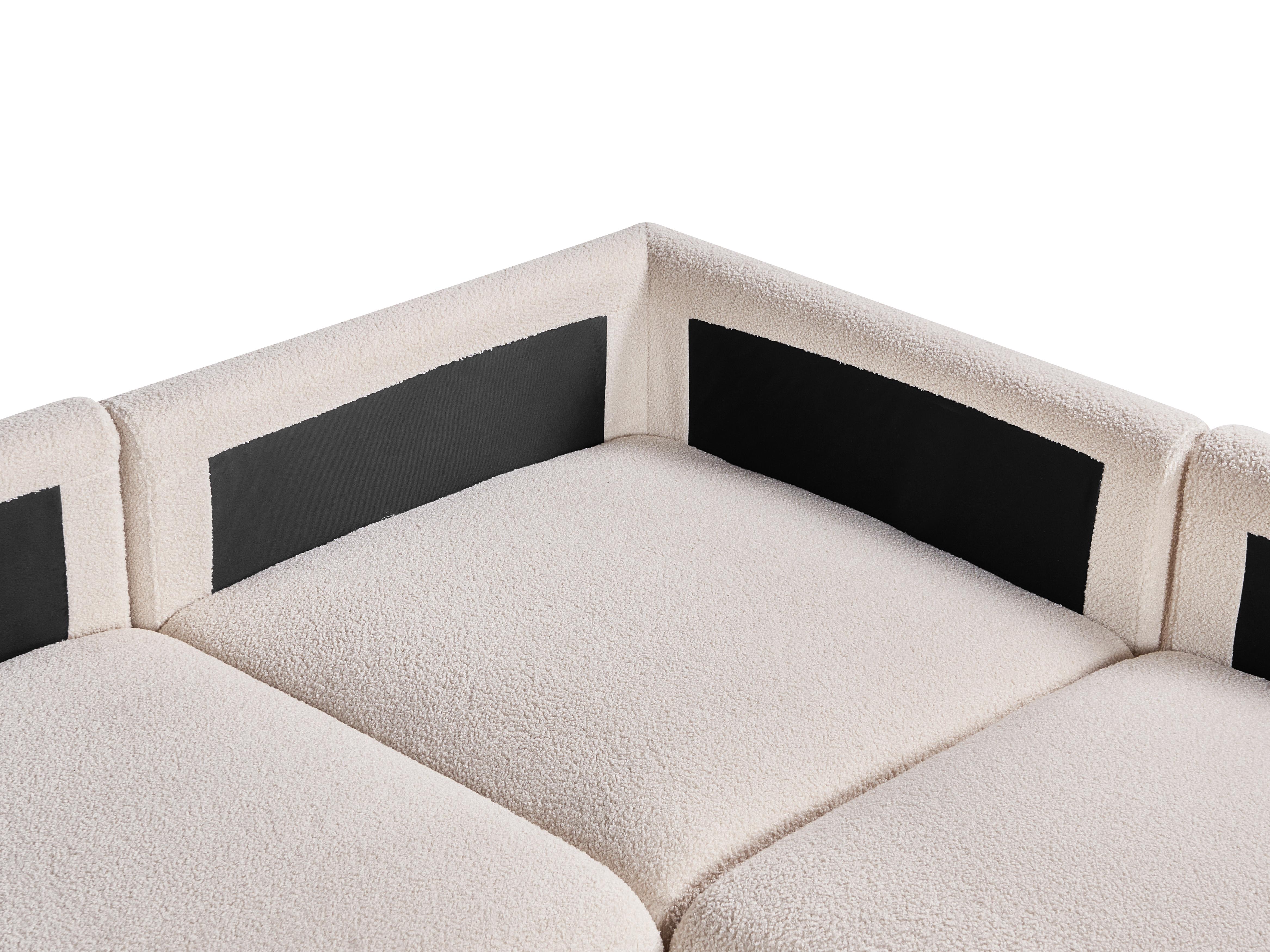 Modulaire U-vormige bank 8-zits MESNALI Bouclé Gebroken wit