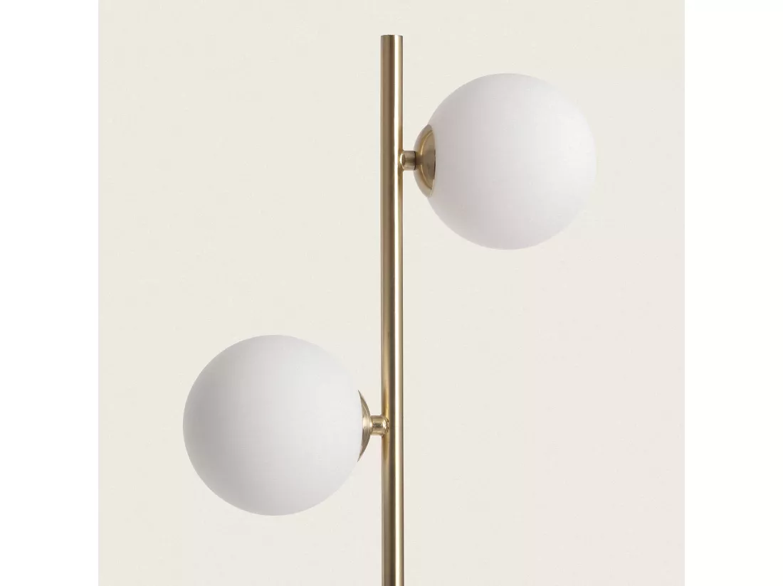 Lampadaire Métal et Verre Lune Blanc
