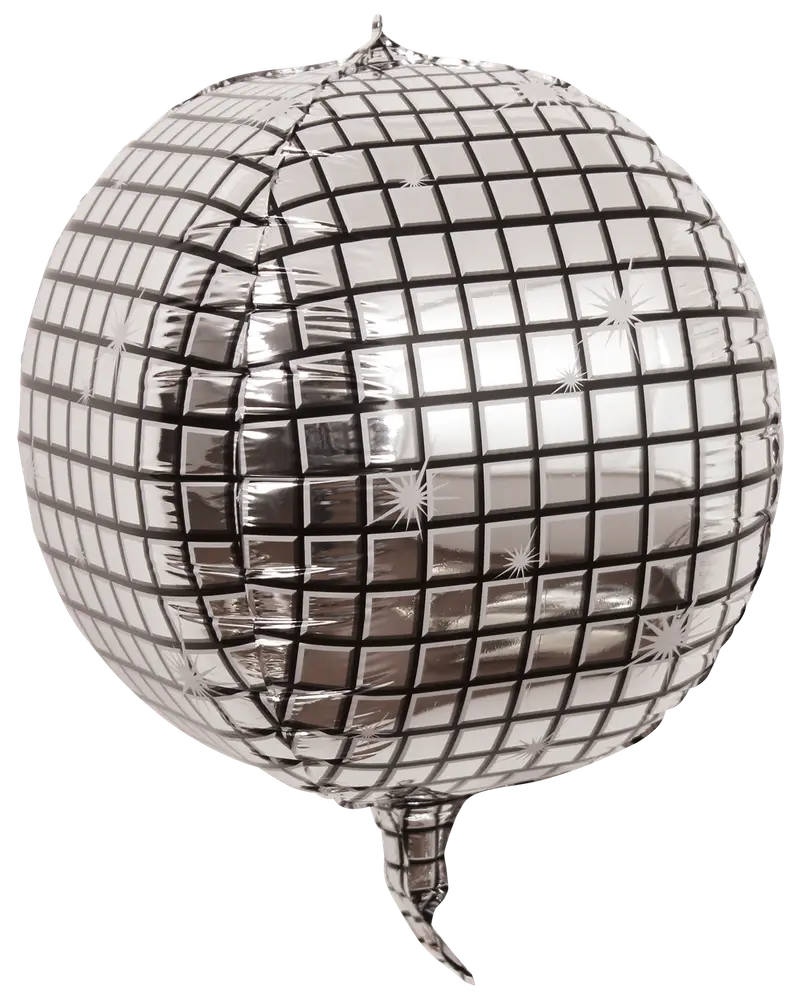 Discokugle folieballon 45 cm - sølv/sort
