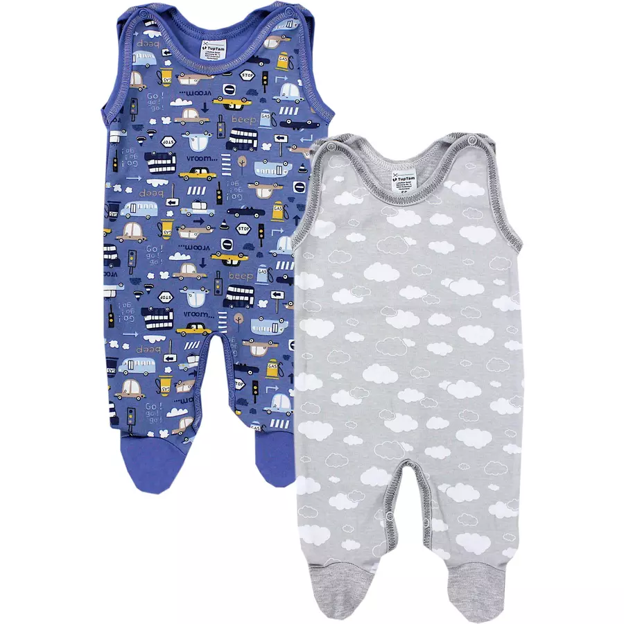 TupTam Baby Strampler Gemustert 2er Set blaugrau