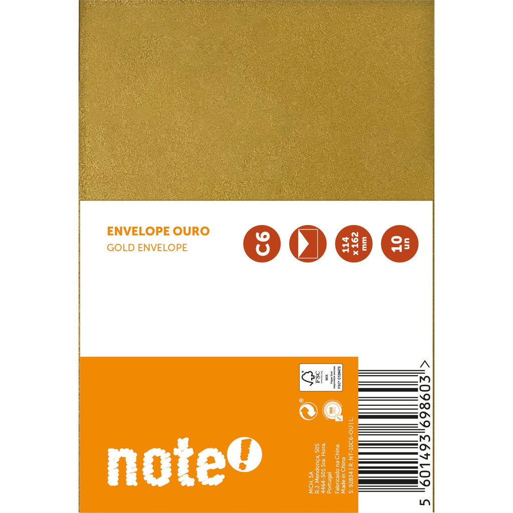 Envelope Silicone C6 114*162 Dourado 10 unidades Note
